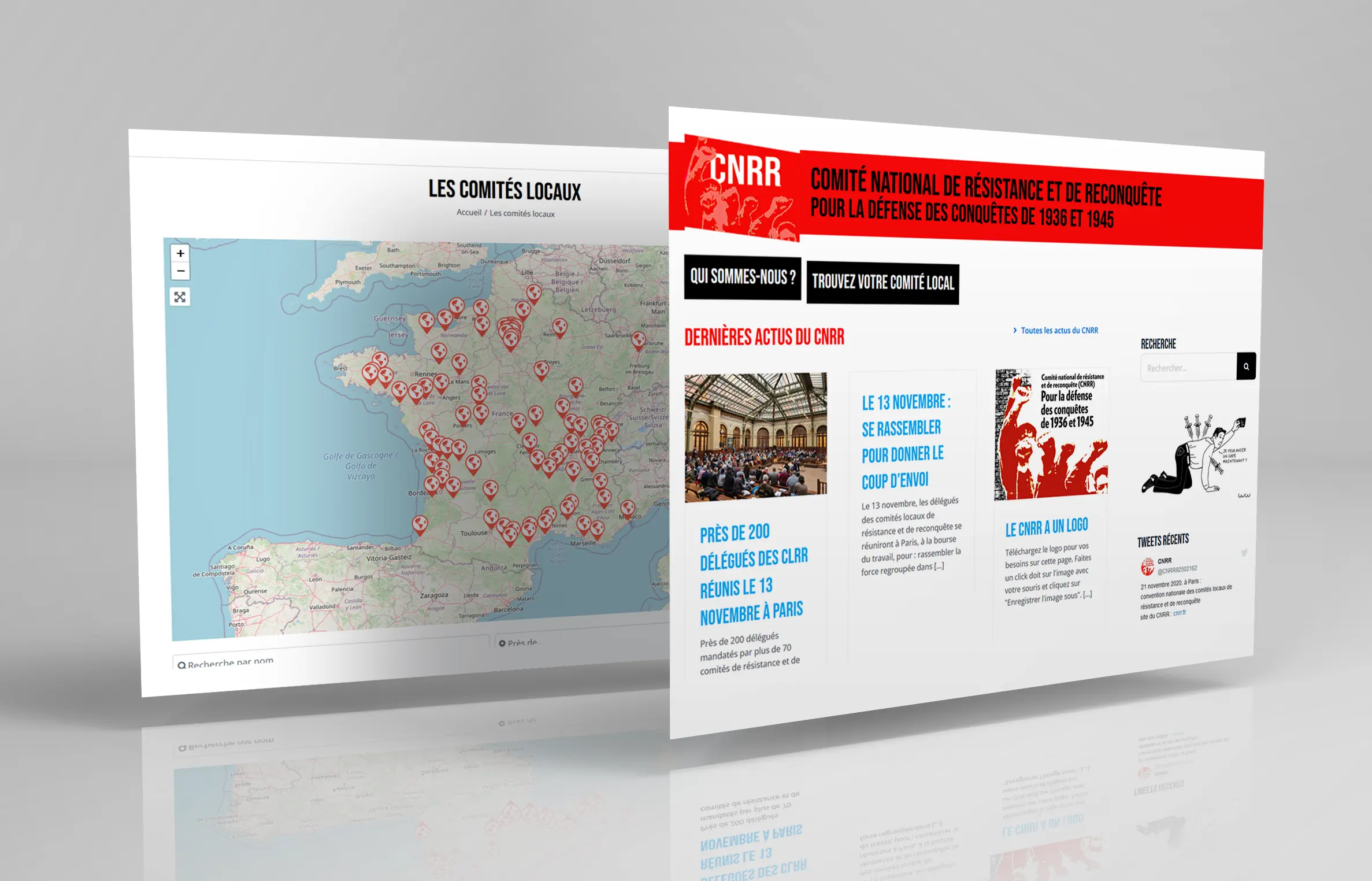 CNRR, page d'accueil et carte interactive des comités